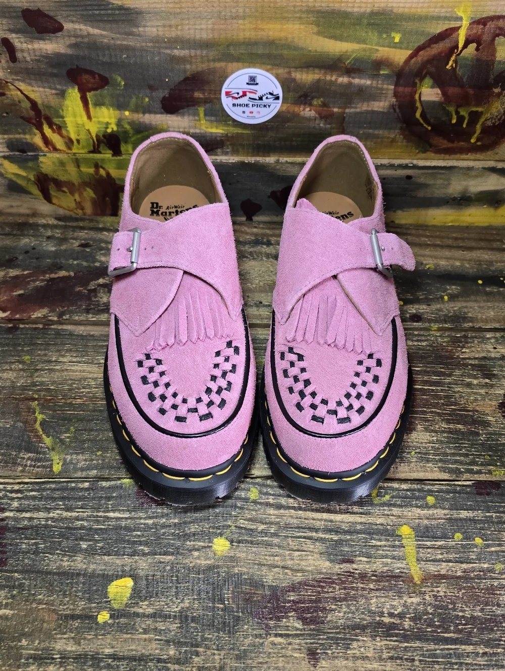 Dr. Martens Ramsey Monk Kiltie Pink Loafers Suede Monkstrap Creepers Men's Sz 10 - Picture 2 of 8